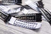 10 vävda bomullsetiketter 'unedited' - Artikelnummer 8509