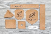 Etikettset 'selfmade' för huvtröjor (brun) - Artikelnummer 9005