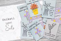 Designerset tygetiketter 'Flower-Power' från Unikati - Artikelnummer 9125