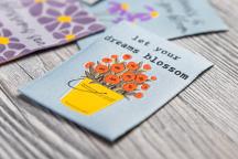 Designerset tygetiketter 'Flower-Power' från Unikati - Artikelnummer 9125