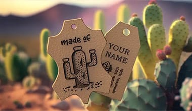 Etiketter av kaktusläder 